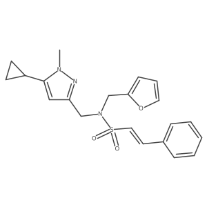 (E)-N-((5-cyclopropyl-1-methyl-1H-pyrazol-3-yl)methyl)-N-(furan-2-ylmethyl)-2-phenylethenesulfonamide Structure