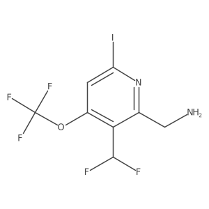 2-(Aminomethyl)-3-(difluoromethyl)-6-iodo-4-(trifluoromethoxy)pyridine Structure