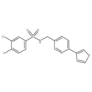 3-chloro-4-fluoro-N-((6-(furan-3-yl)pyridin-3-yl)methyl)benzenesulfonamide结构式
