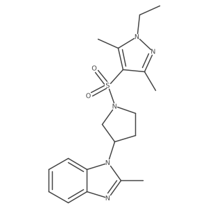 1-(1-((1-ethyl-3,5-dimethyl-1H-pyrazol-4-yl)sulfonyl)pyrrolidin-3-yl)-2-methyl-1H-benzo[d]imidazole结构式