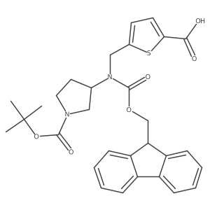 5-[[9H-Fluoren-9-ylmethoxycarbonyl-[(3S)-1-[(2-methylpropan-2-yl)oxycarbonyl]pyrrolidin-3-yl]amino]methyl]thiophene-2-carboxylic acid Structure