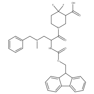 1-{3-[benzyl(methyl)amino]-2-({[(9H-fluoren-9-yl)methoxy]carbonyl}amino)propanoyl}-4,4-difluoropiperidine-3-carboxylic acid结构式
