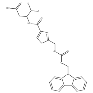 3-({2-[({[(9H-fluoren-9-yl)methoxy]carbonyl}amino)methyl]-1,3-thiazol-4-yl}formamido)-4,4-difluorobutanoic acid结构式