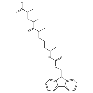 3-[6-({[(9H-fluoren-9-yl)methoxy]carbonyl}amino)-N,2-dimethylheptanamido]-2-methylpropanoic acid结构式