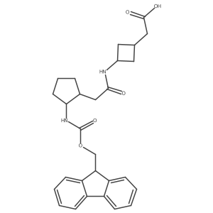 rac-2-(3-{2-[(1R,2S)-2-({[(9H-fluoren-9-yl)methoxy]carbonyl}amino)cyclopentyl]acetamido}cyclobutyl)acetic acid Structure