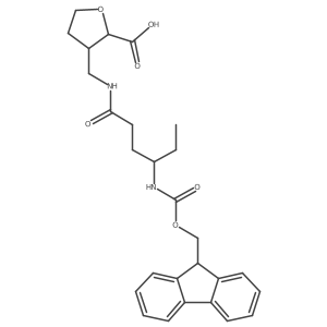 rac-(2R,3R)-3-{[4-({[(9H-fluoren-9-yl)methoxy]carbonyl}amino)hexanamido]methyl}oxolane-2-carboxylic acid Structure