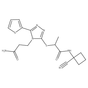 2-[[4-(3-Amino-3-oxopropyl)-5-thiophen-2-yl-1,2,4-triazol-3-yl]sulfanyl]-N-(1-cyanocyclobutyl)propanamide Structure