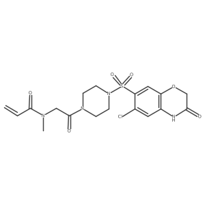 N-[2-[4-[(6-Chloro-3-oxo-4H-1,4-benzoxazin-7-yl)sulfonyl]piperazin-1-yl]-2-oxoethyl]-N-methylprop-2-enamide Structure