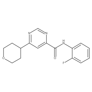 N-(2-Fluorophenyl)-6-(oxan-4-yl)pyrimidine-4-carboxamide Structure