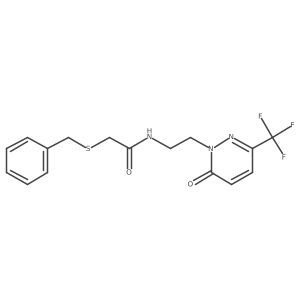 2-(benzylsulfanyl)-N-{2-[6-oxo-3-(trifluoromethyl)-1,6-dihydropyridazin-1-yl]ethyl}acetamide Structure