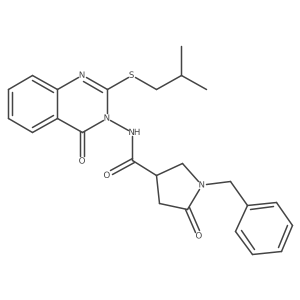 1-benzyl-N-{2-[(2-methylpropyl)sulfanyl]-4-oxo-3,4-dihydroquinazolin-3-yl}-5-oxopyrrolidine-3-carboxamide结构式