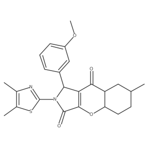 2-(4,5-dimethyl-1,3-thiazol-2-yl)-1-(3-methoxyphenyl)-7-methyl-4a,5,6,7,8,8a-hexahydro-1H-chromeno[2,3-c]pyrrole-3,9-dione结构式