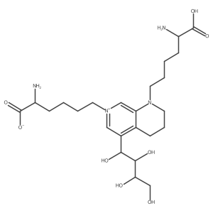 (2S)-2-Amino-6-(1-((S)-5-amino-5-carboxypentyl)-5-((2S,3R)-1,2,3,4-tetrahydroxybutyl)-1,2,3,4-tetrahydro-1,7-naphthyridin-7-ium-7-yl)hexanoate结构式