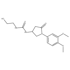 1-[1-(3,4-Dimethoxyphenyl)-5-oxopyrrolidin-3-yl]-3-(2-hydroxyethyl)urea结构式