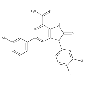 2-(3-chlorophenyl)-9-(3,4-dichlorophenyl)-8-oxo-8,9-dihydro-7H-purine-6-carboxamide结构式