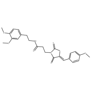 (Z)-N-(3,4-dimethoxyphenethyl)-3-(5-(4-methoxybenzylidene)-4-oxo-2-thioxothiazolidin-3-yl)propanamide结构式