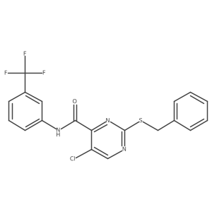 2-(benzylsulfanyl)-5-chloro-N-[3-(trifluoromethyl)phenyl]pyrimidine-4-carboxamide结构式