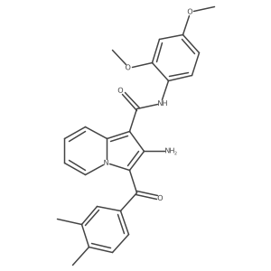 2-amino-N-(2,4-dimethoxyphenyl)-3-(3,4-dimethylbenzoyl)indolizine-1-carboxamide结构式