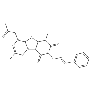 3,9-dimethyl-1-(2-methylprop-2-enyl)-7-[(E)-3-phenylprop-2-enyl]-5a,9a,10,10a-tetrahydro-4H-purino[8,7-c][1,2,4]triazine-6,8-dione Structure