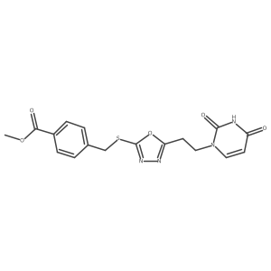 methyl 4-(((5-(2-(2,4-dioxo-3,4-dihydropyrimidin-1(2H)-yl)ethyl)-1,3,4-oxadiazol-2-yl)thio)methyl)benzoate Structure