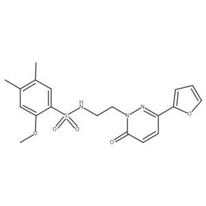 N-(2-(3-(furan-2-yl)-6-oxopyridazin-1(6H)-yl)ethyl)-2-methoxy-4,5-dimethylbenzenesulfonamide结构式