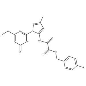 N1-(1-(4-ethyl-6-oxo-1,6-dihydropyrimidin-2-yl)-3-methyl-1H-pyrazol-5-yl)-N2-(4-fluorobenzyl)oxalamide结构式