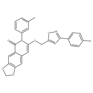 6-(((3-(4-fluorophenyl)-1,2,4-oxadiazol-5-yl)methyl)thio)-7-(m-tolyl)-[1,3]dioxolo[4,5-g]quinazolin-8(7H)-one结构式