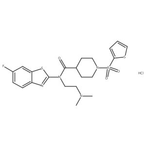 N-(2-(dimethylamino)ethyl)-N-(6-fluorobenzo[d]thiazol-2-yl)-1-(thiophen-2-ylsulfonyl)piperidine-4-carboxamide hydrochloride Structure