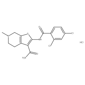 2-(2,4-Dichlorobenzamido)-6-methyl-4,5,6,7-tetrahydrothieno[2,3-c]pyridine-3-carboxamide hydrochloride Structure