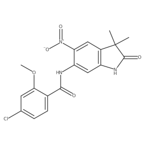 Benzamide,4-chloro-n-(2,3-dihydro-3,3-dimethyl-5-nitro-2-oxo-1h-indol-6-yl)-2-methoxy-结构式