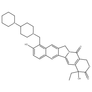 (19S)-19-ethyl-7,19-dihydroxy-8-[(4-piperidin-1-ylpiperidin-1-yl)methyl]-17-oxa-3,13-diazapentacyclo[11.8.0.02,11.04,9.015,20]henicosa-1(21),2,4(9),5,7,10,15(20)-heptaene-14,18-dione结构式
