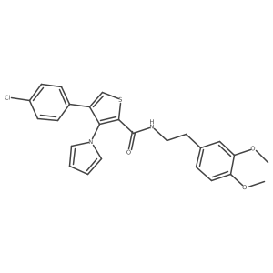4-(4-chlorophenyl)-N-[2-(3,4-dimethoxyphenyl)ethyl]-3-(1H-pyrrol-1-yl)thiophene-2-carboxamide结构式
