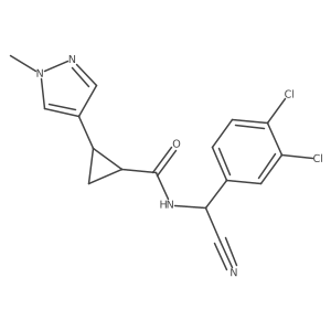 N-[cyano(3,4-dichlorophenyl)methyl]-2-(1-methyl-1H-pyrazol-4-yl)cyclopropane-1-carboxamide结构式