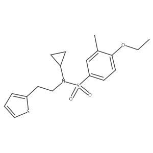 N-cyclopropyl-4-ethoxy-3-methyl-N-(2-(thiophen-2-yl)ethyl)benzenesulfonamide结构式