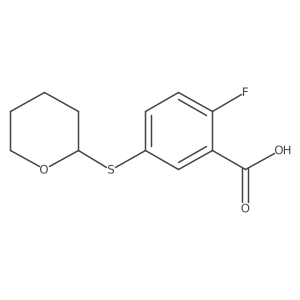 2-Fluoro-5-[(tetrahydro-2H-pyran-2-yl)thio]benzoic acid Structure