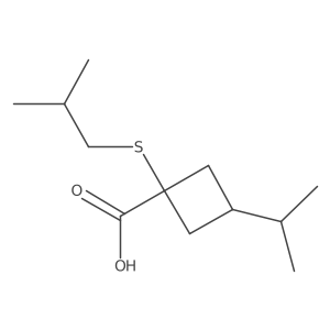 1-(Isobutylthio)-3-isopropylcyclobutane-1-carboxylic acid结构式