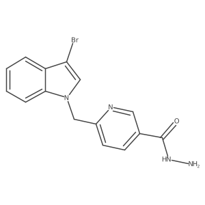 3-Pyridinecarboxylic acid, 6-[(3-bromo-1H-indol-1-yl)methyl]-, hydrazide Structure