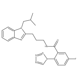 5-fluoro-N-{3-[1-(2-methylpropyl)-1H-benzimidazol-2-yl]propyl}-2-(1H-tetrazol-1-yl)benzamide结构式