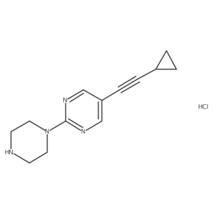 5-(cyclopropylethynyl)-2-(piperazin-1-yl)pyrimidine HCl salt结构式