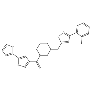 (5-(Furan-2-yl)isoxazol-3-yl)(3-((3-(o-tolyl)-1,2,4-oxadiazol-5-yl)methyl)piperidin-1-yl)methanone Structure