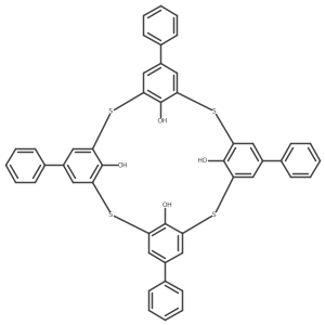 15,35,55,75-Tetraphenyl-2,4,6,8-tetrathia-1,3,5,7(1,3)-tetrabenzenacyclooctaphane-12,32,52,72-tetraol结构式