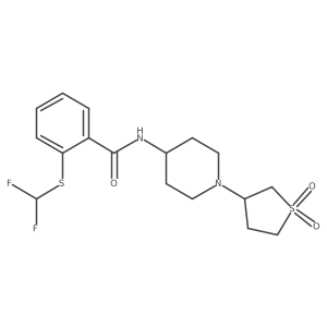 2-((difluoromethyl)thio)-N-(1-(1,1-dioxidotetrahydrothiophen-3-yl)piperidin-4-yl)benzamide Structure