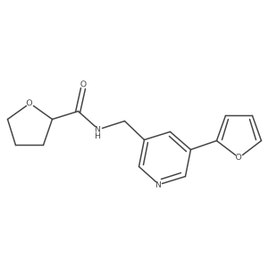 N-((5-(furan-2-yl)pyridin-3-yl)methyl)tetrahydrofuran-2-carboxamide Structure
