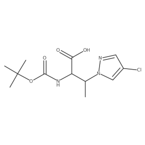 2-{[(tert-butoxy)carbonyl]amino}-3-(4-chloro-1H-pyrazol-1-yl)butanoic acid结构式