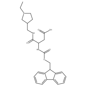 3-{[(1-ethylpyrrolidin-3-yl)methyl]carbamoyl}-3-({[(9H-fluoren-9-yl)methoxy]carbonyl}amino)propanoic acid结构式