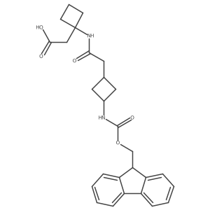 2-(1-{2-[3-({[(9H-fluoren-9-yl)methoxy]carbonyl}amino)cyclobutyl]acetamido}cyclobutyl)acetic acid结构式