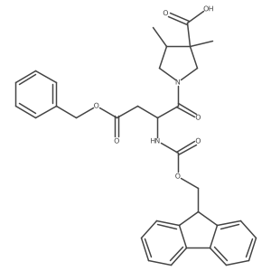 (3RS,4RS)-1-[(2S)-4-(benzyloxy)-2-({[(9H-fluoren-9-yl)methoxy]carbonyl}amino)-4-oxobutanoyl]-3,4-dimethylpyrrolidine-3-carboxylic acid Structure