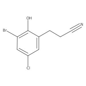 3-(3-Bromo-5-chloro-2-hydroxyphenyl)propanenitrile结构式