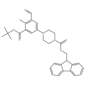 (9H-fluoren-9-yl)methyl 4-{3-[(tert-butoxy)carbonyl]-5-formyl-4-methylphenyl}piperazine-1-carboxylate Structure
