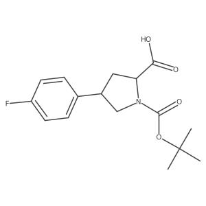 (2R,4S)-1-(tert-butoxycarbonyl)-4-(4-fluorophenyl)pyrrolidine-2-carboxylic acid结构式
